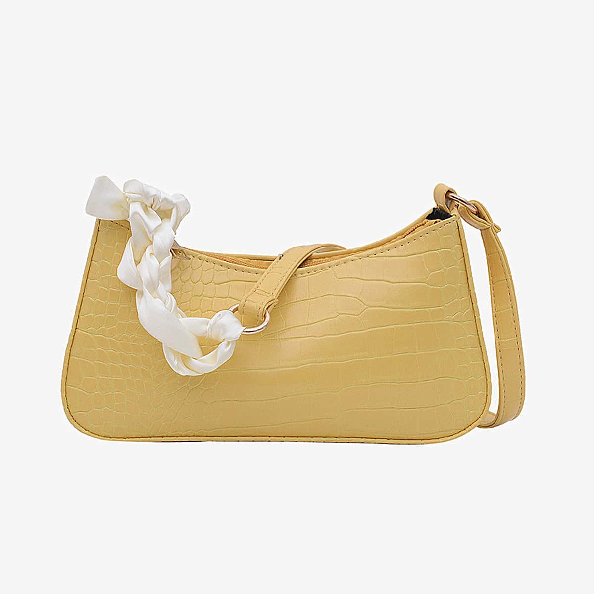 

Croc Embossed Shoulder Bag, Yellow