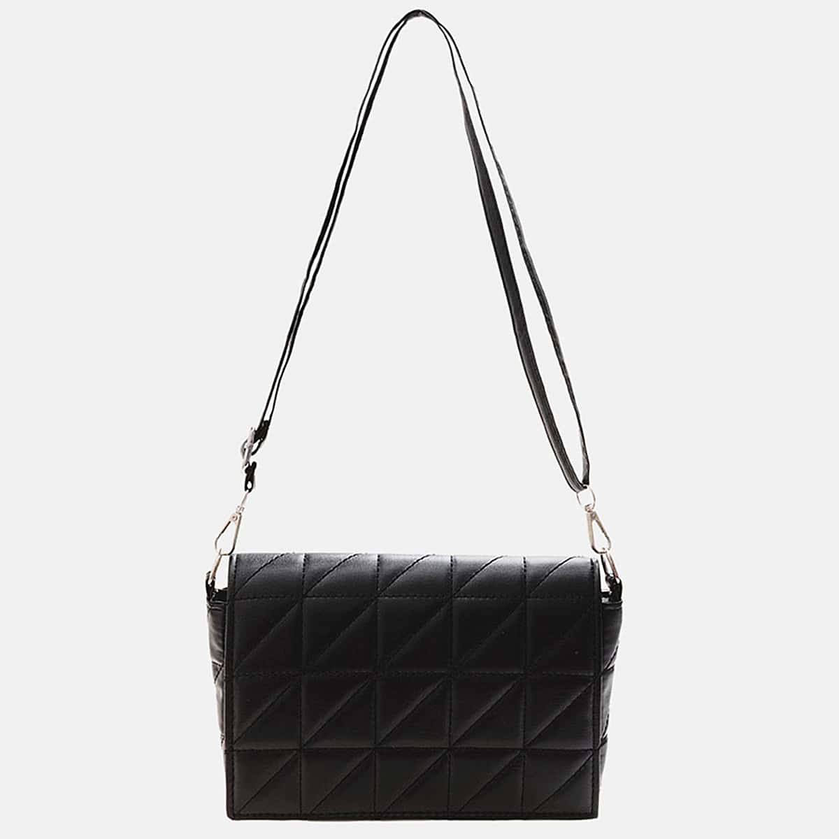 

Minimalist Quilted Crossbody Bag, Black