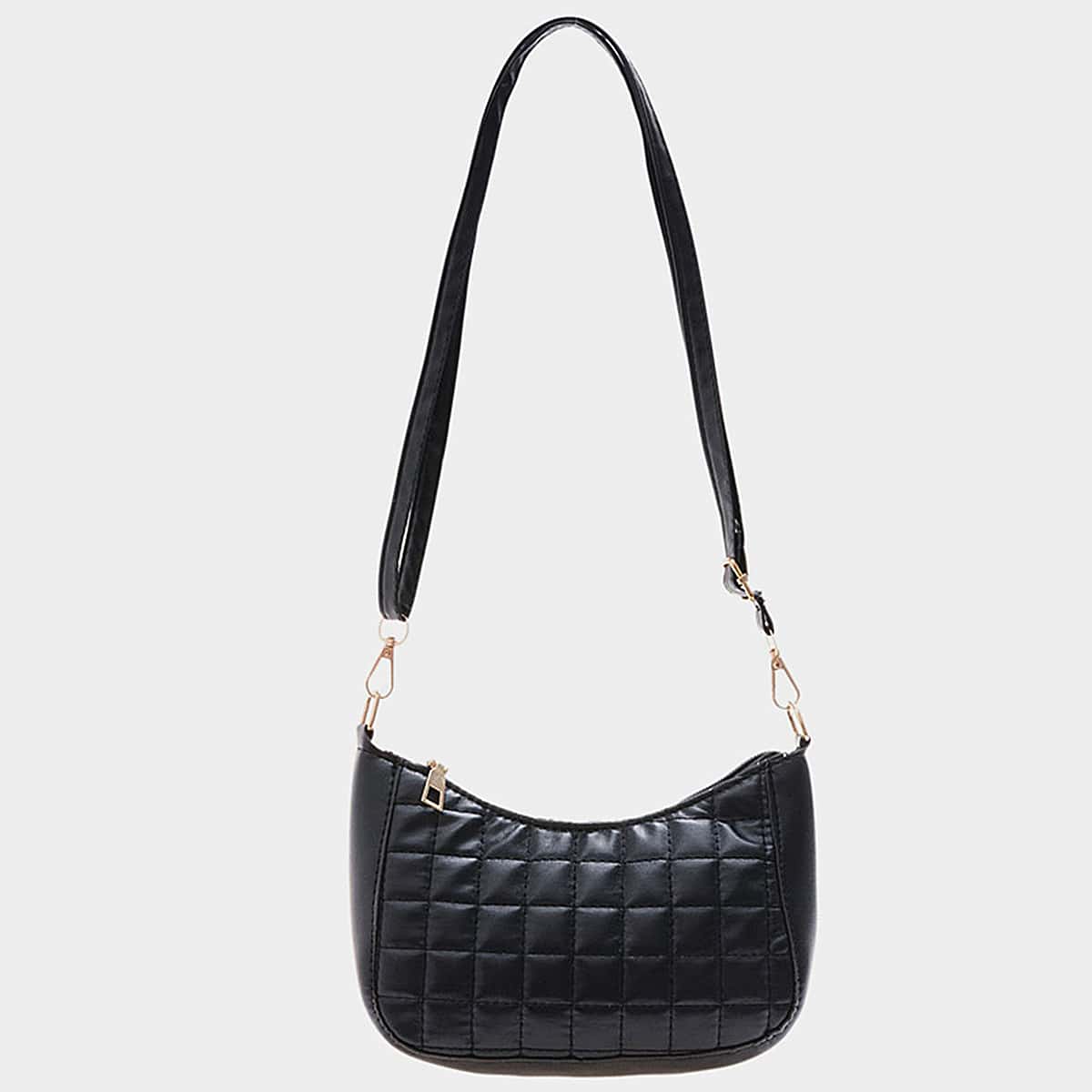 

Minimalist Quilted Crossbody Bag, Black
