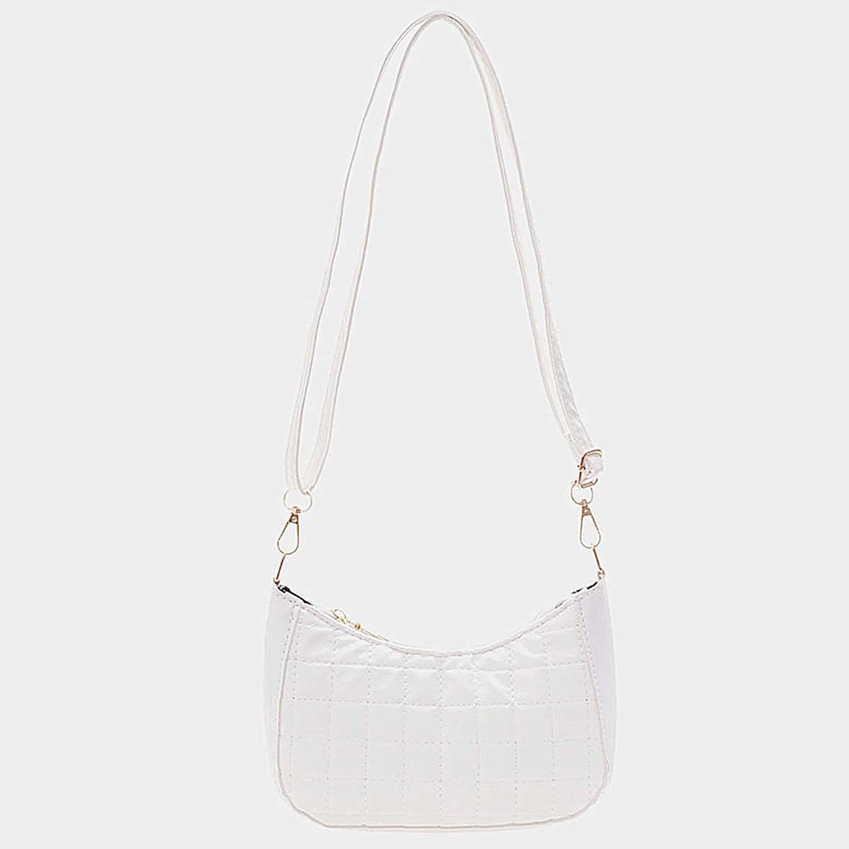 

Minimalist Quilted Crossbody Bag, White