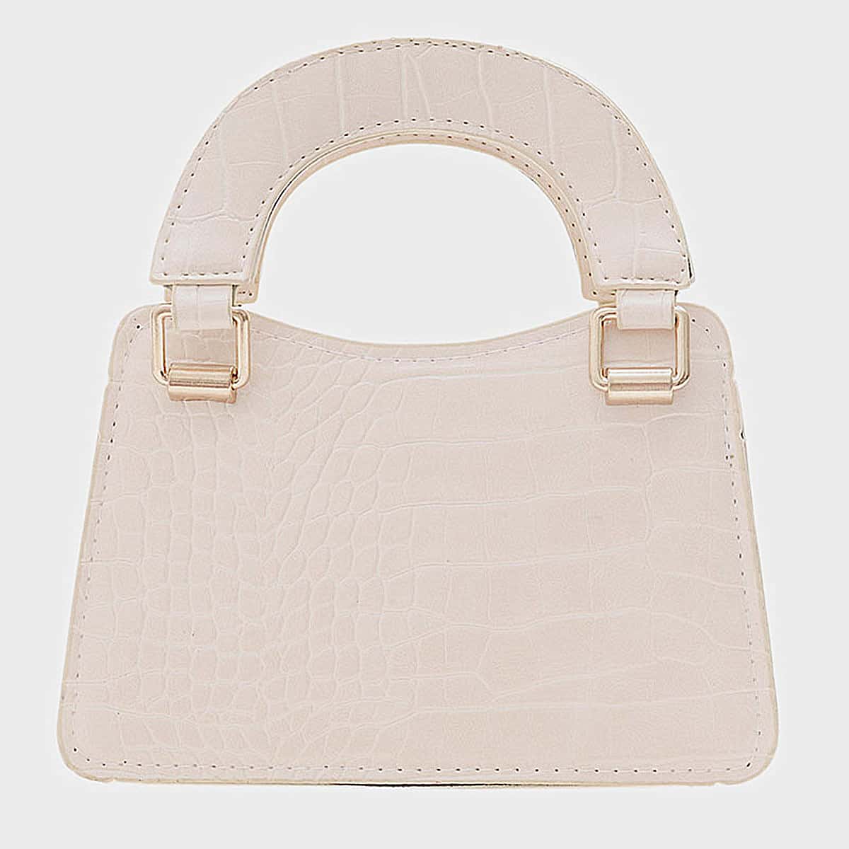 

Croc Embossed Satchel Bag, White