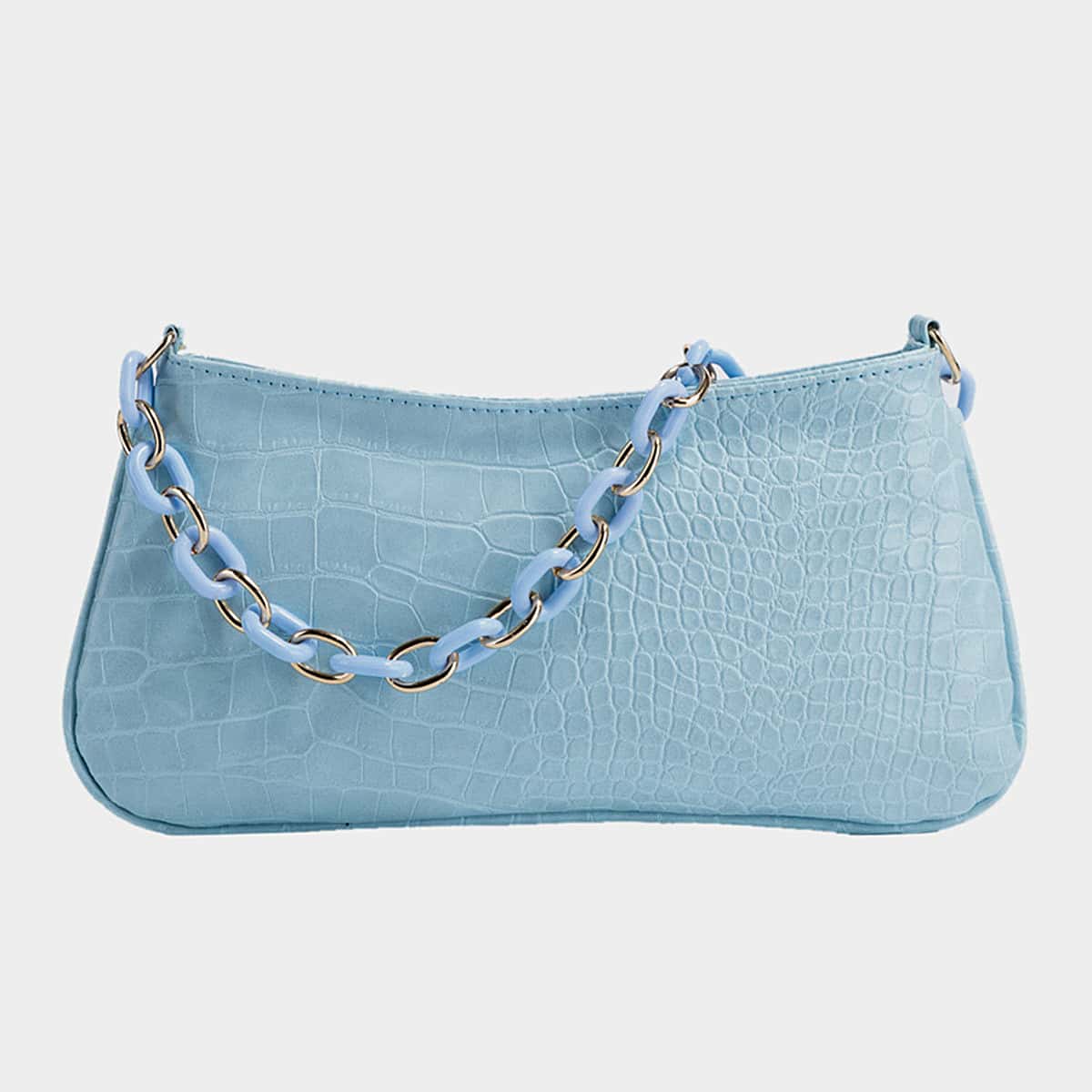 

Croc Embossed Baguette Bag, Blue