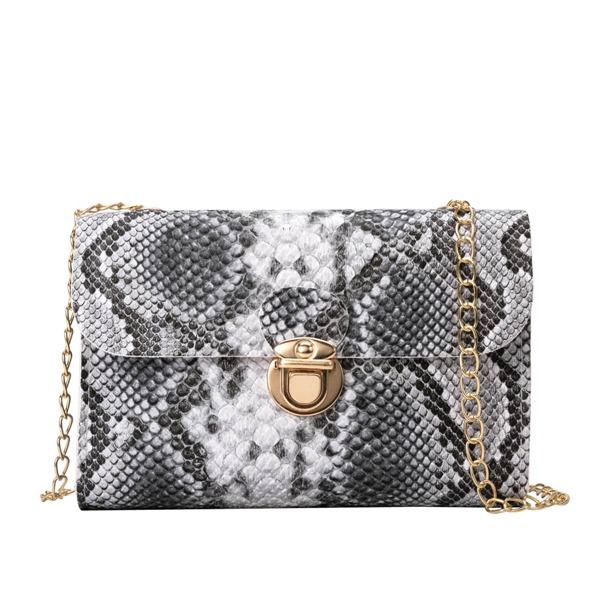 

Snakeskin Pattern Crossbody Bag, Grey