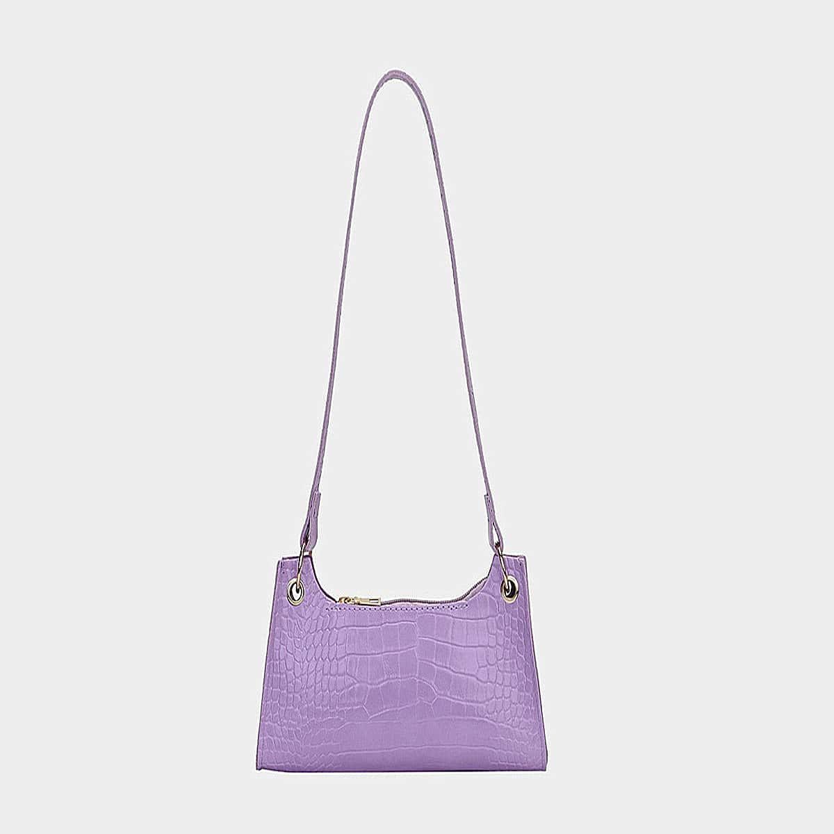 

Croc Embossed Shoulder Bag, Purple
