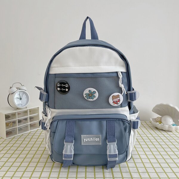 

Cartoon Decor Two Tone Backpack, Blue