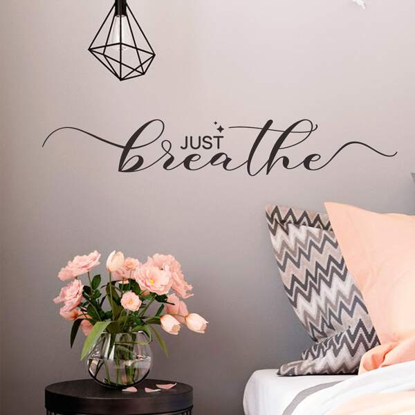 

1pc Slogan Graphic Wall Paper, Black