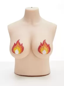 1pair Plus Sequin Fire Nipple Cover - Multicolor - View 1