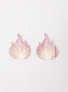 1pair Plus Sequin Fire Nipple Cover - Multicolor - View 2