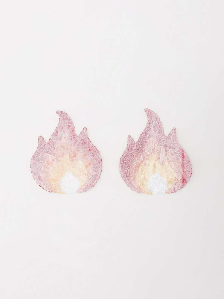1pair Plus Sequin Fire Nipple Cover - Multicolor - View 2
