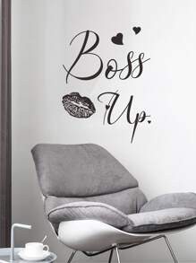 1pc Letter Graphic Wall Paper - Black - View 1