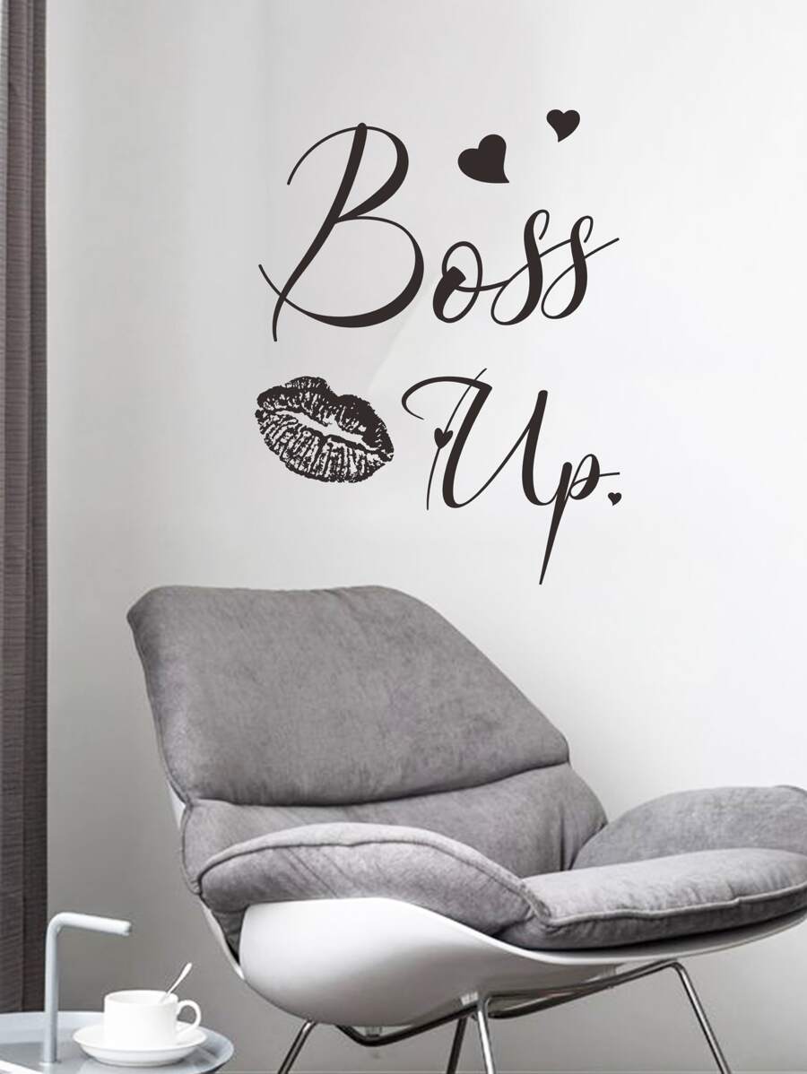 1pc Letter Graphic Wall Paper - Black - View 1