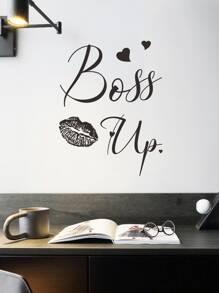 1pc Letter Graphic Wall Paper - Black - View 3