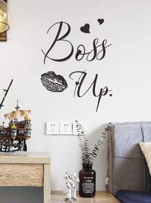 1pc Letter Graphic Wall Paper - Black - View 5