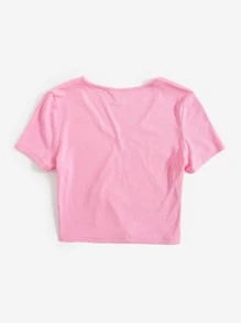 Muchica V Neck Rib-knit Tee