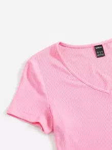 Muchica V Neck Rib-knit Tee