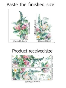 1 set Papel mural con estampado de planta - Multicolor - Ver 2