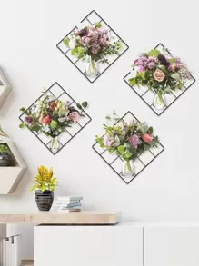 1set Flower Print Wall Paper, Self Adhesive Waterproof Wall Art Decal For Home Decor,Stickers,Wall Decal, Vinyl Decal For Home Decorations,Spring Decoration Items Refresh Your Home,Rama Decoration Stickers Gifts Birthday Graduation - Multicolor - View 1