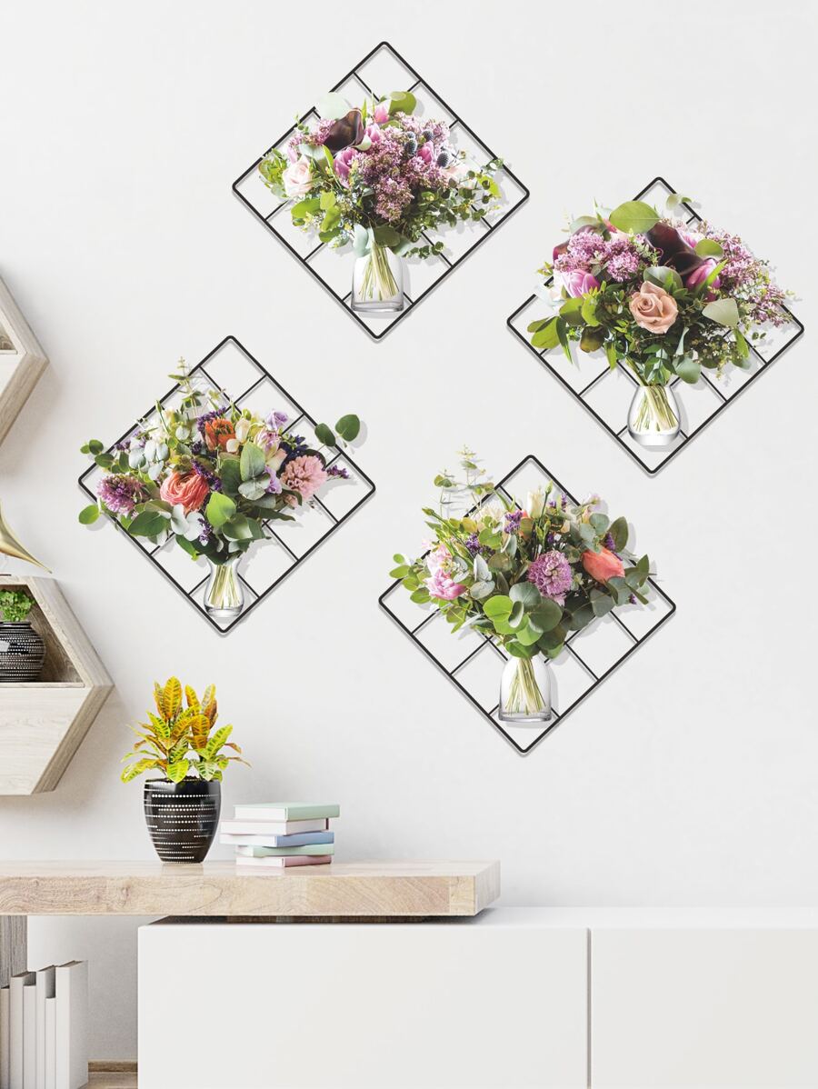 1set Flower Print Wall Paper, Self Adhesive Waterproof Wall Art Decal For Home Decor,Stickers,Wall Decal, Vinyl Decal For Home Decorations,Spring Decoration Items Refresh Your Home,Rama Decoration Stickers Gifts Birthday Graduation - Multicolor - View 1