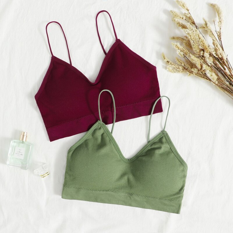 

2pack Solid Rib Bralette Set, Multicolor