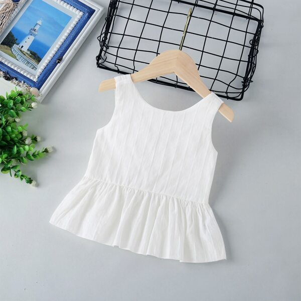 

Toddler Girls Bow Back Peplum Blouse, White