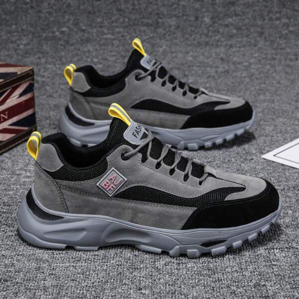 

Men Minimalist Lace-up Hiking Shoes, Dark grey