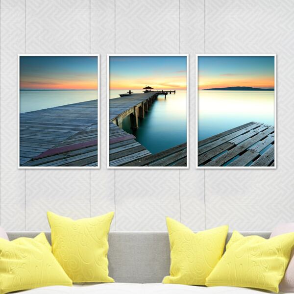 

3pc Bridge Print Unframed Painting, Multicolor