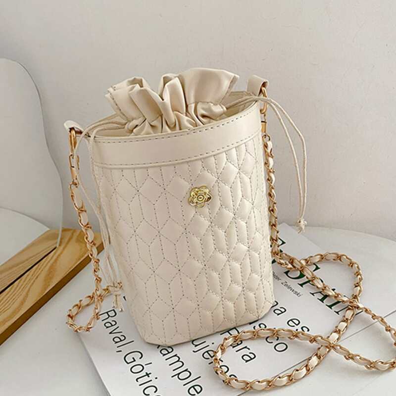 

Drawstring Bucket Bag, Beige