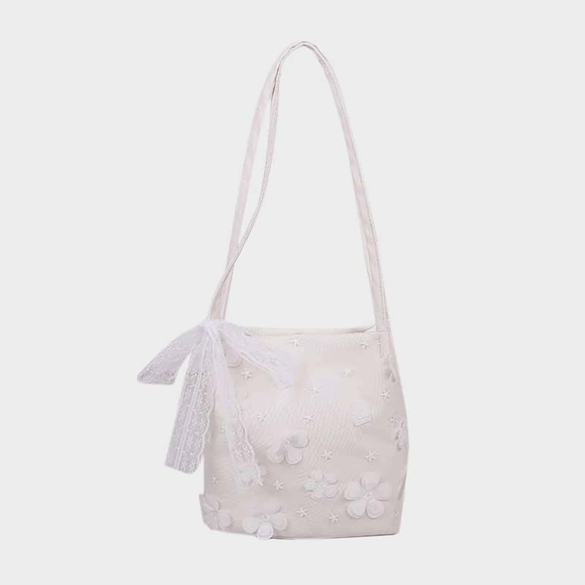 

Applique Shoulder Bag, White