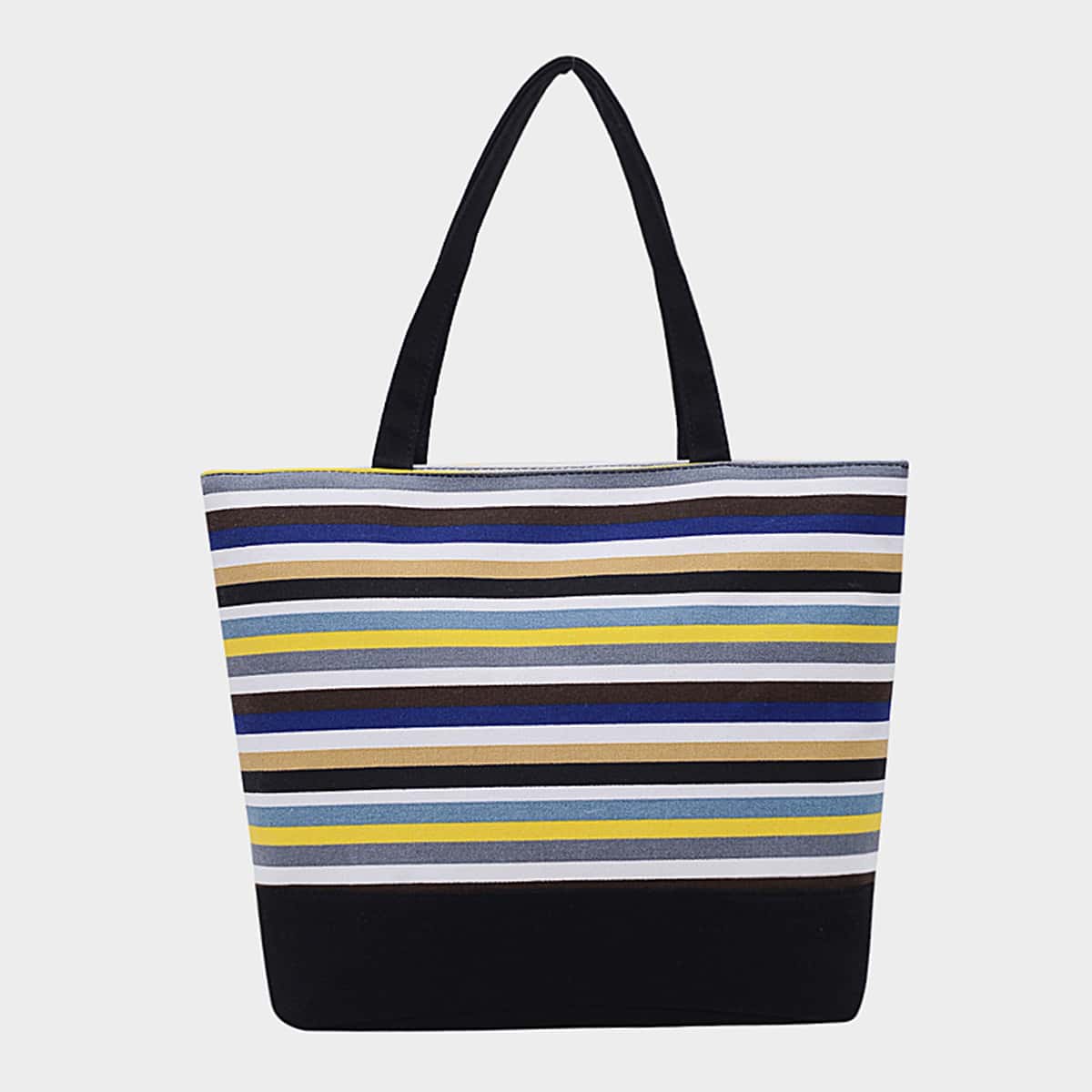 

Striped Tote Bag, Black