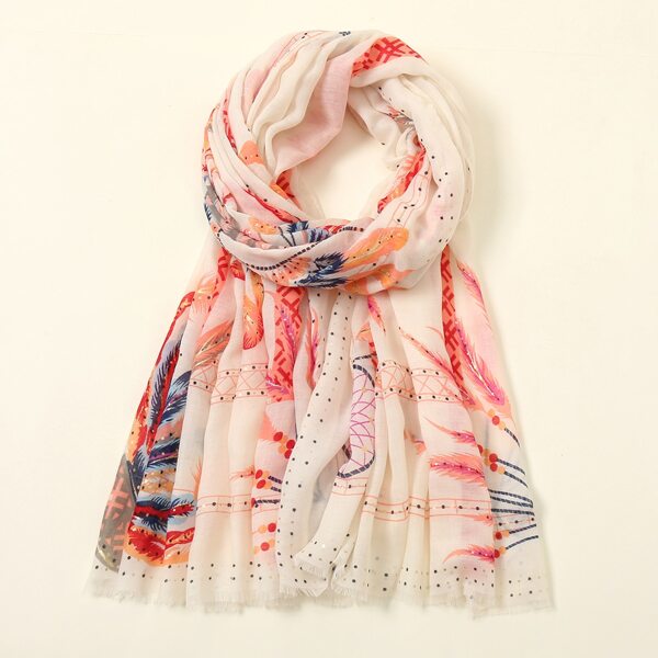 

Feather Pattern Scarf, Multicolor
