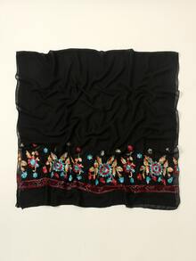 花針織圍巾 - 黑色 - 查看 2