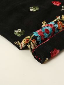 花針織圍巾 - 黑色 - 查看 3