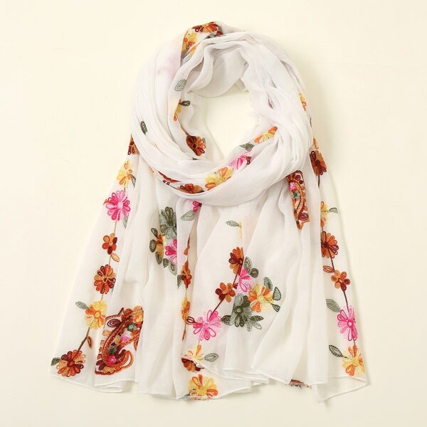 

Flower Knit Scarf, White