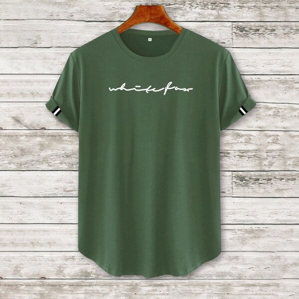 

Men Letter Graphic Crew Neck Tee, Army green
