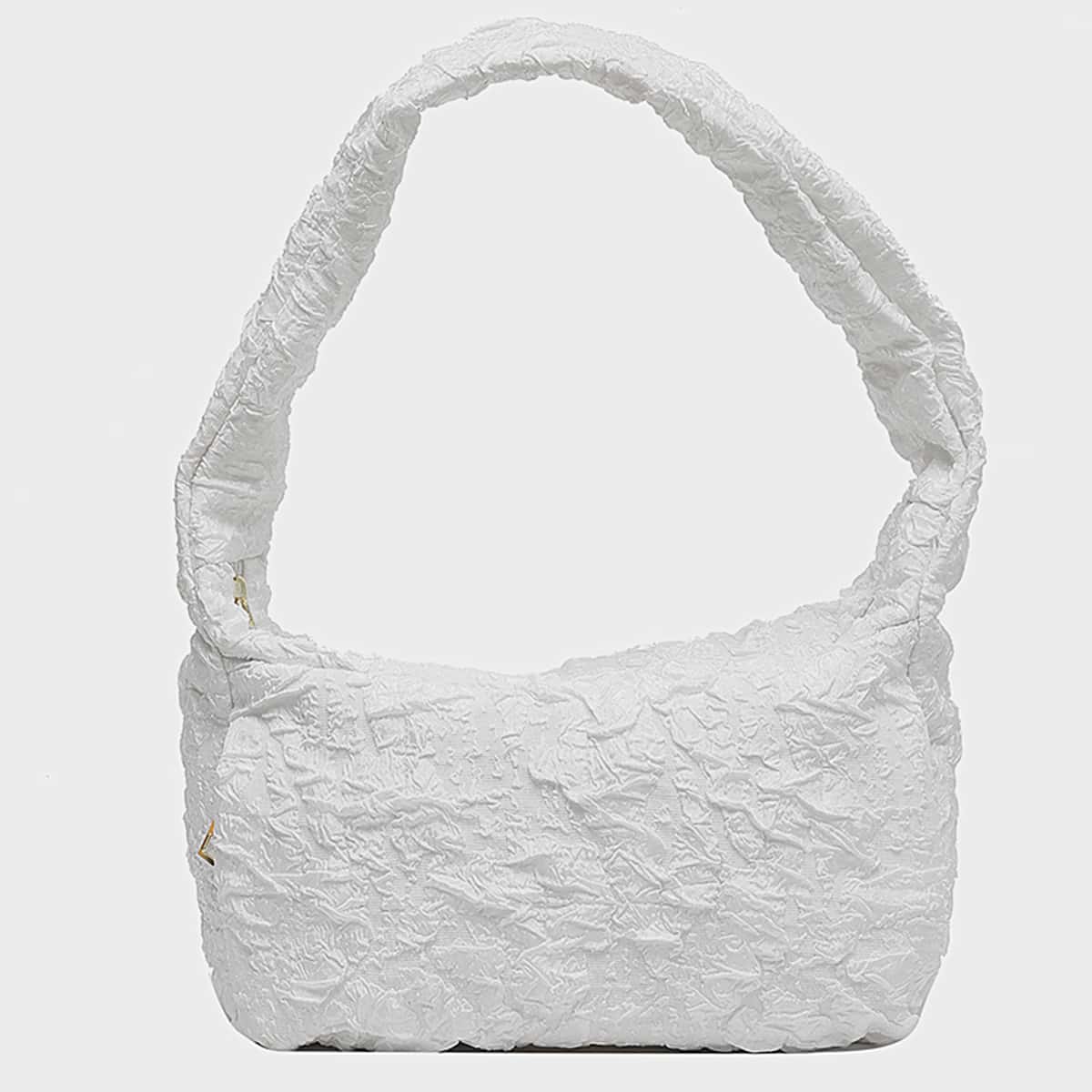 

Ruched Design Shoulder Bag, White