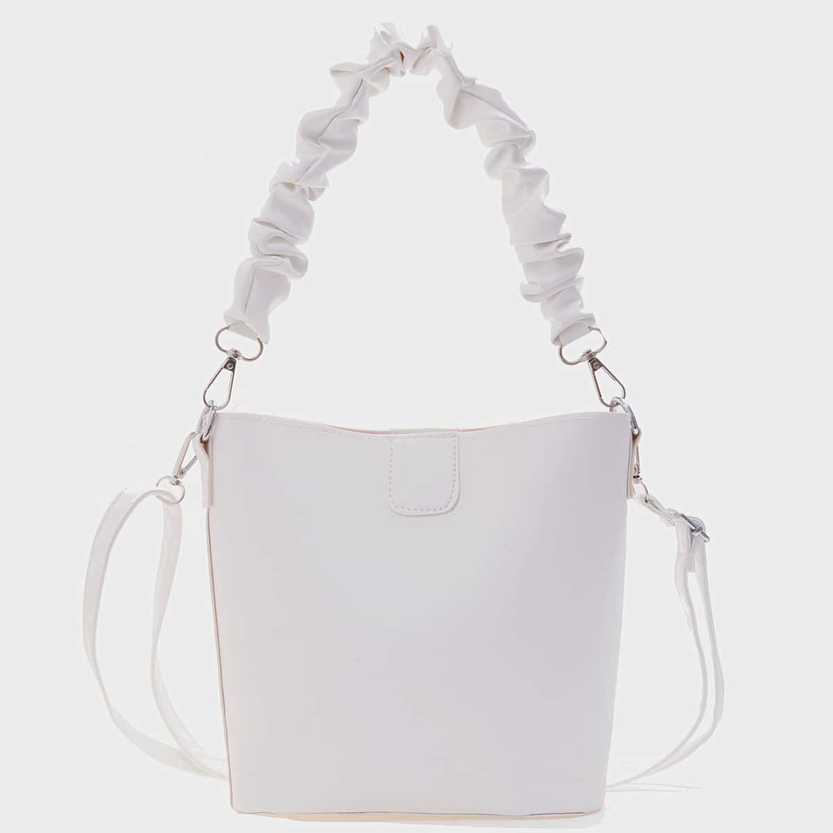 

Ruched Strap Shoulder Bag, White