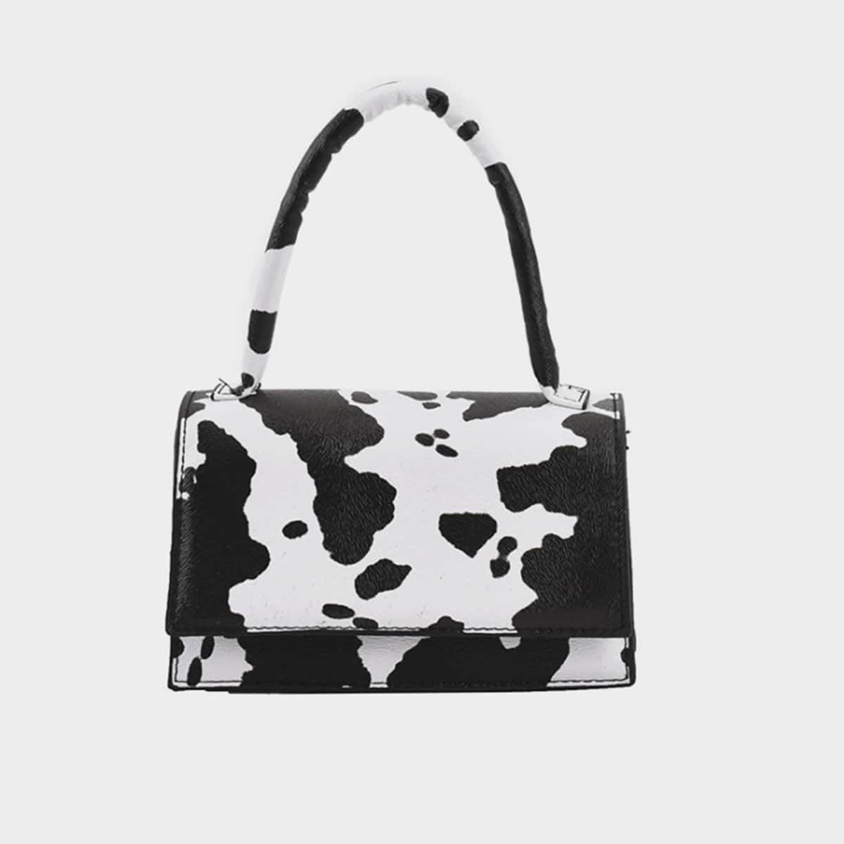 

Cow Pattern Square Bag, Black and white