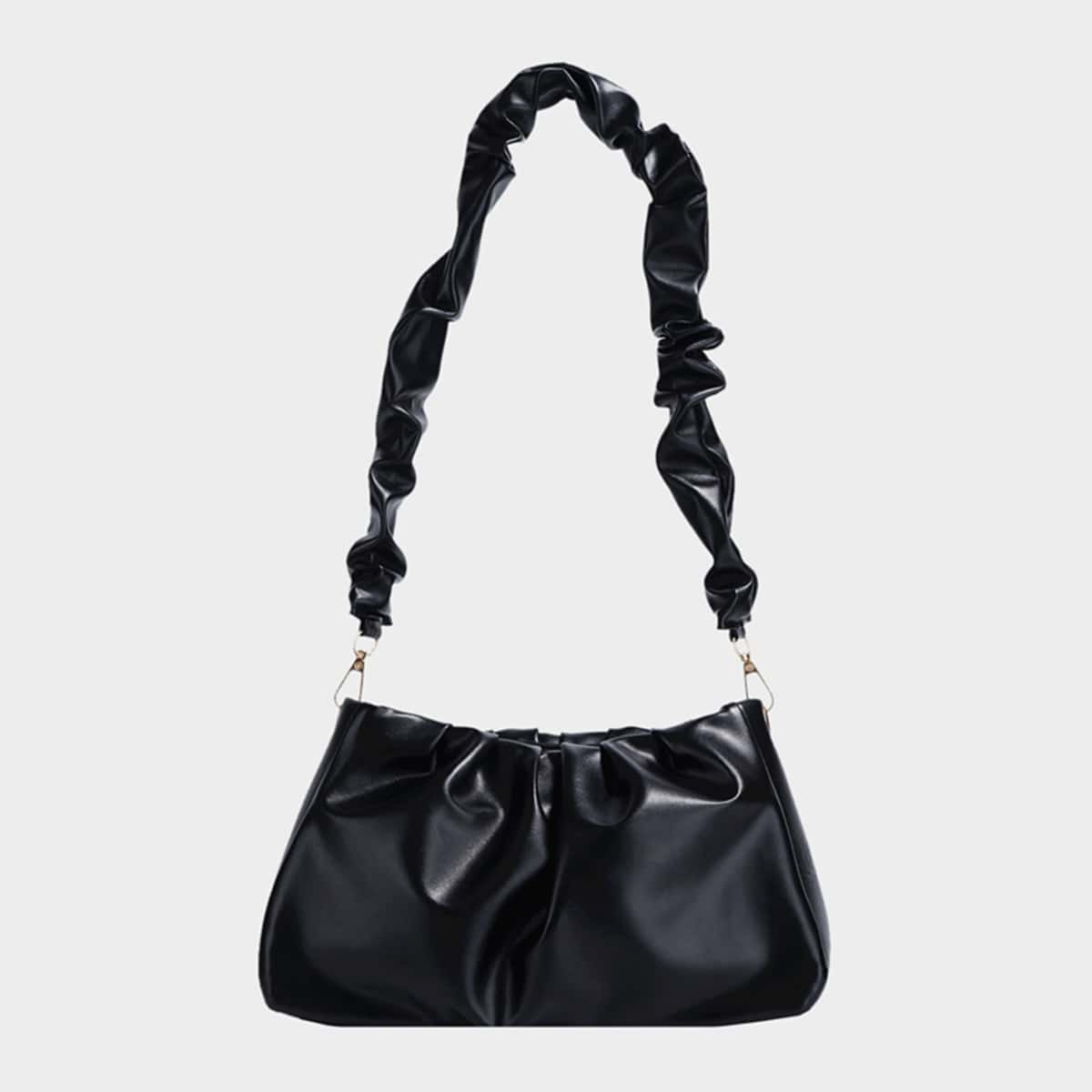 

Ruched Design Shoulder Bag, Black