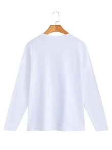 Áo thun nữ Đồ họa Lá thư Giải trí - trắng - Xem 2