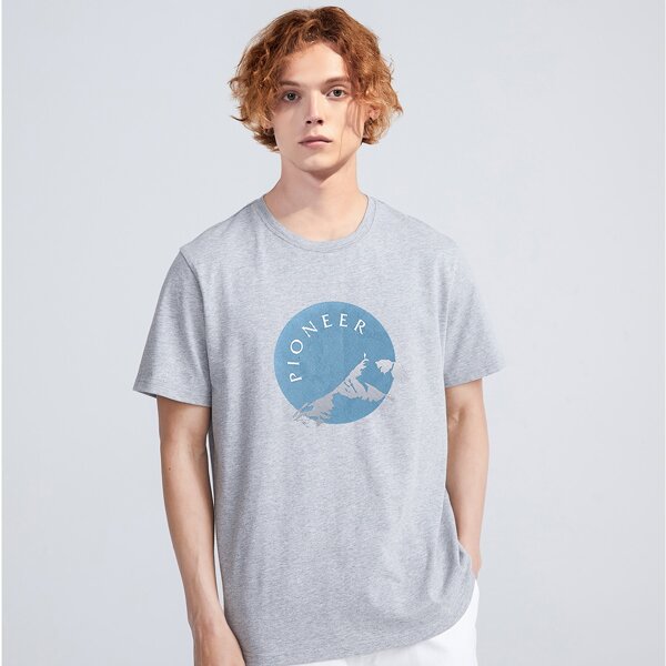 

Men Letter & Graphic Tee, Light grey