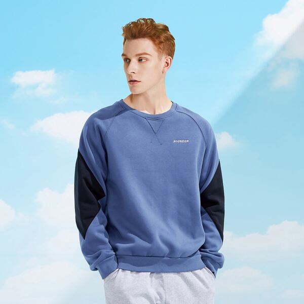 

Men Letter Graphic Raglan Sleeve Sweatshirt, Dusty blue
