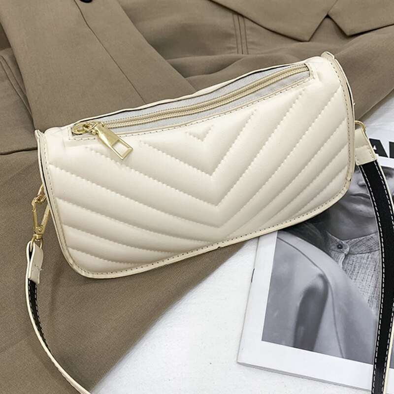 

Chevron Pattern Shoulder Bag, Beige
