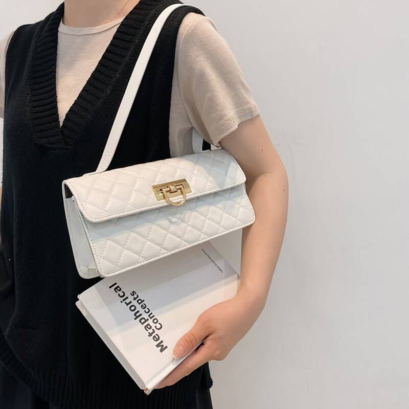 

Quilted Shoulder Bag, White