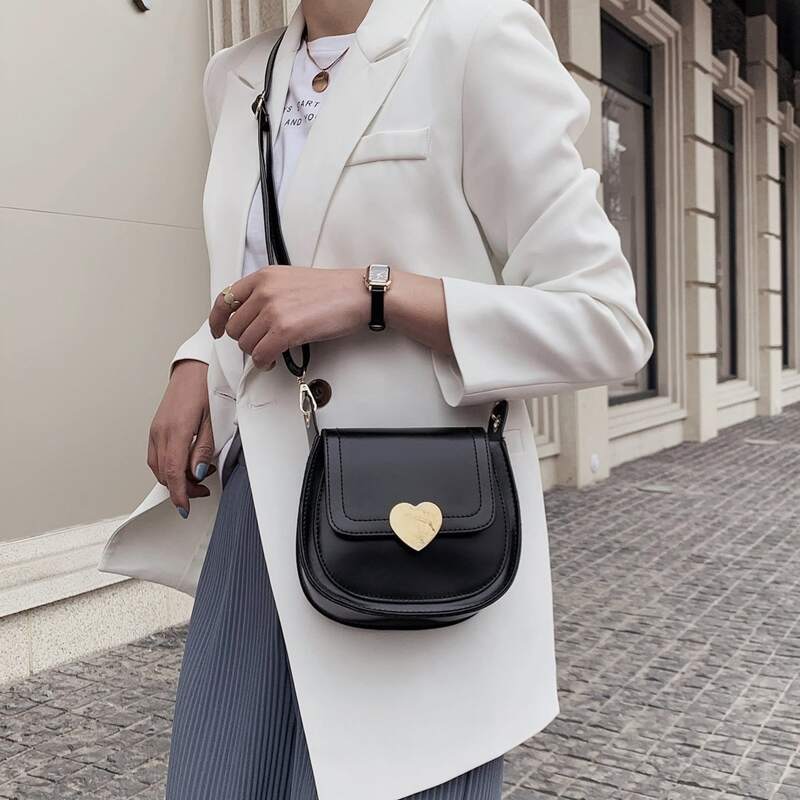 

Heart Lock Crossbody Bag, Black