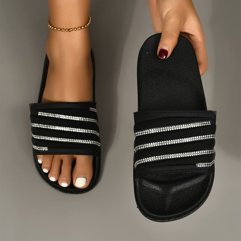 

Rhinestone Decor Sandals, Black