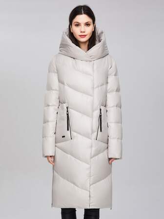 GASMAN Zipper Patch Pocket Hooded Padded Coat