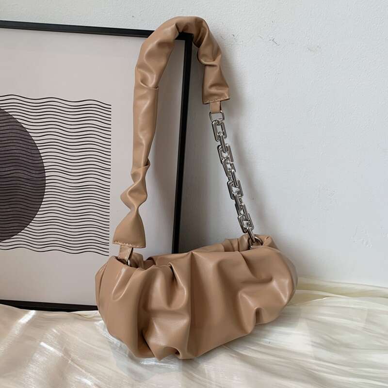 

Ruched Shoulder Bag, Khaki