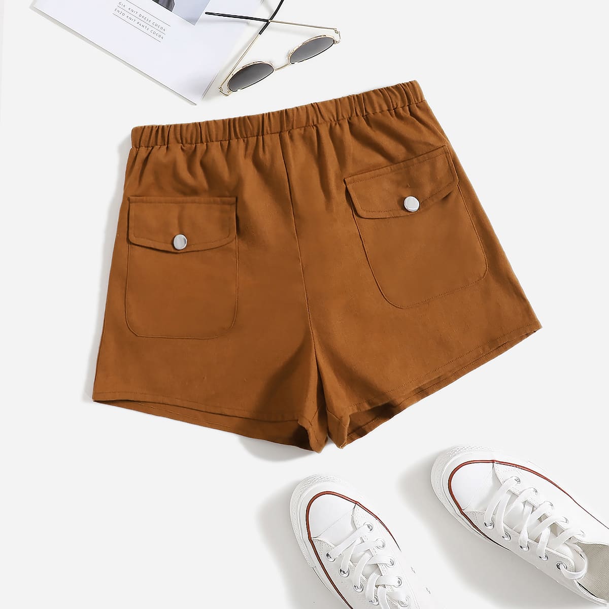 

Flap Pocket Shorts, Brown