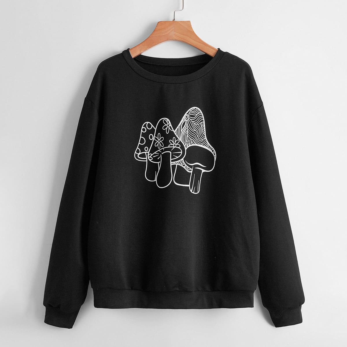 

Mushroom Print Sweatshirt, Black