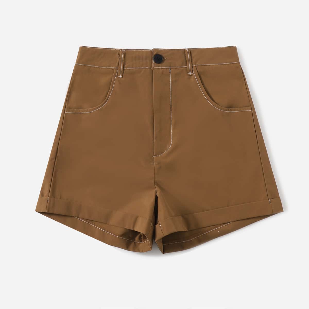 

Slant Pocket Shorts, Coffee brown